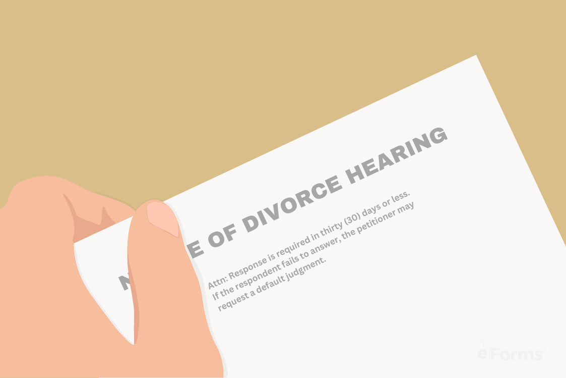 notice of a divorce hearing on single sheet of paper