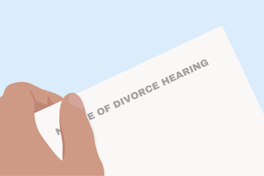 Notice of divorce hearing held by spouse