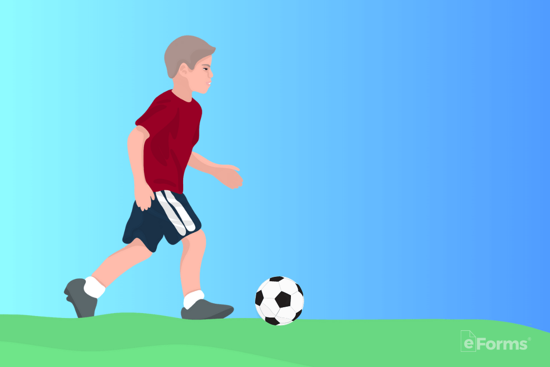 a child playing soccer