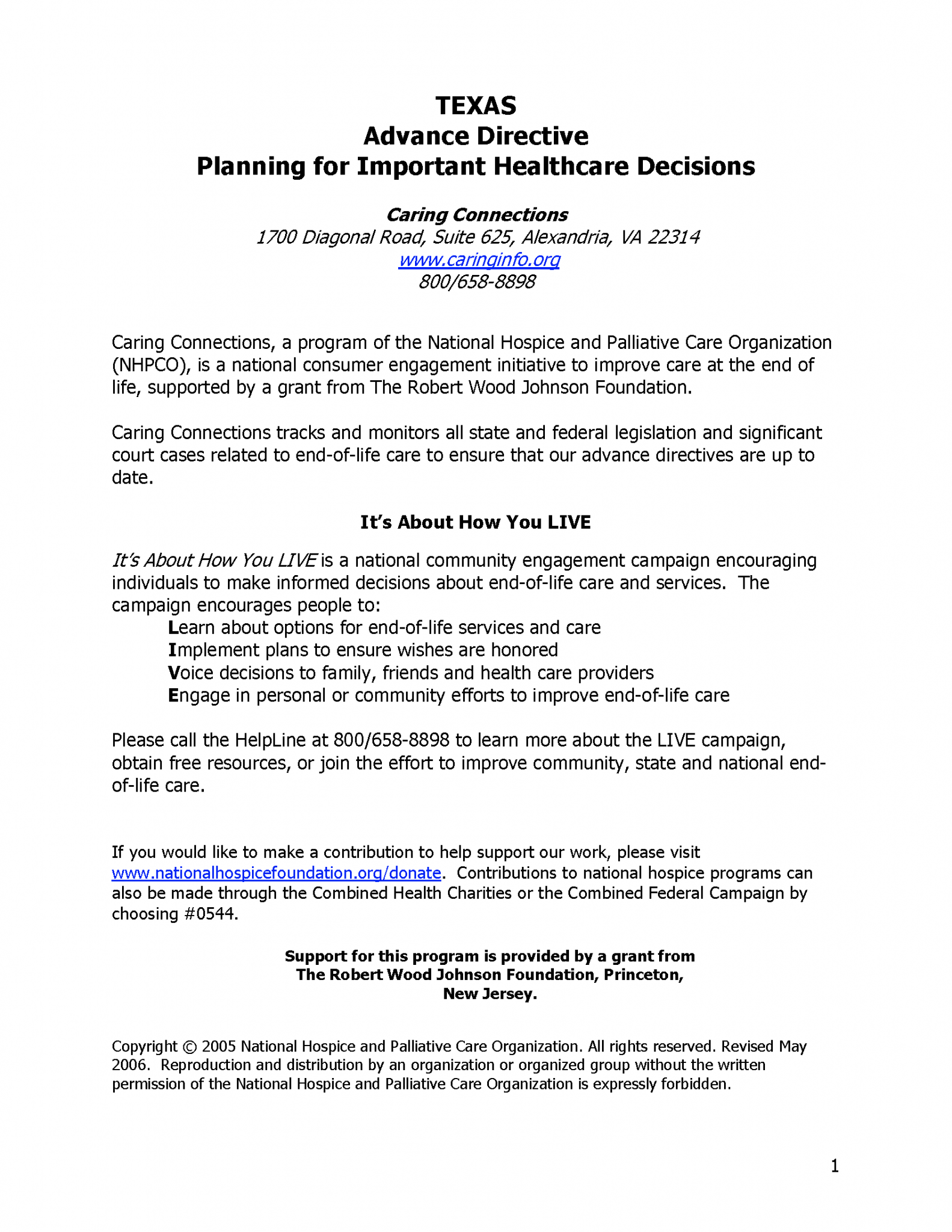 Free Texas Advance Directive Form PDF eForms