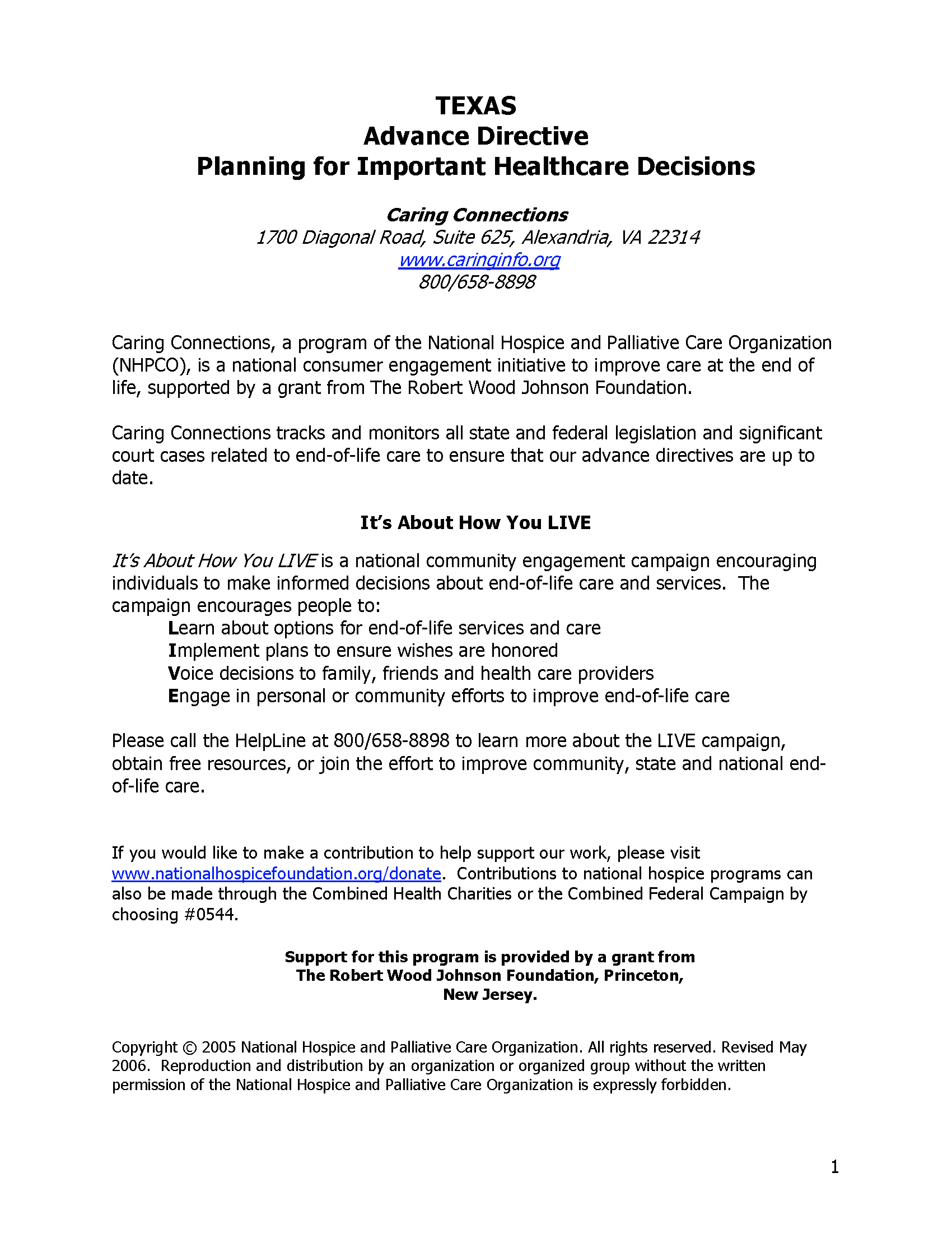 Free texas advance directive form pdf eforms