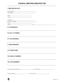 Council Meeting Minutes Template | Sample