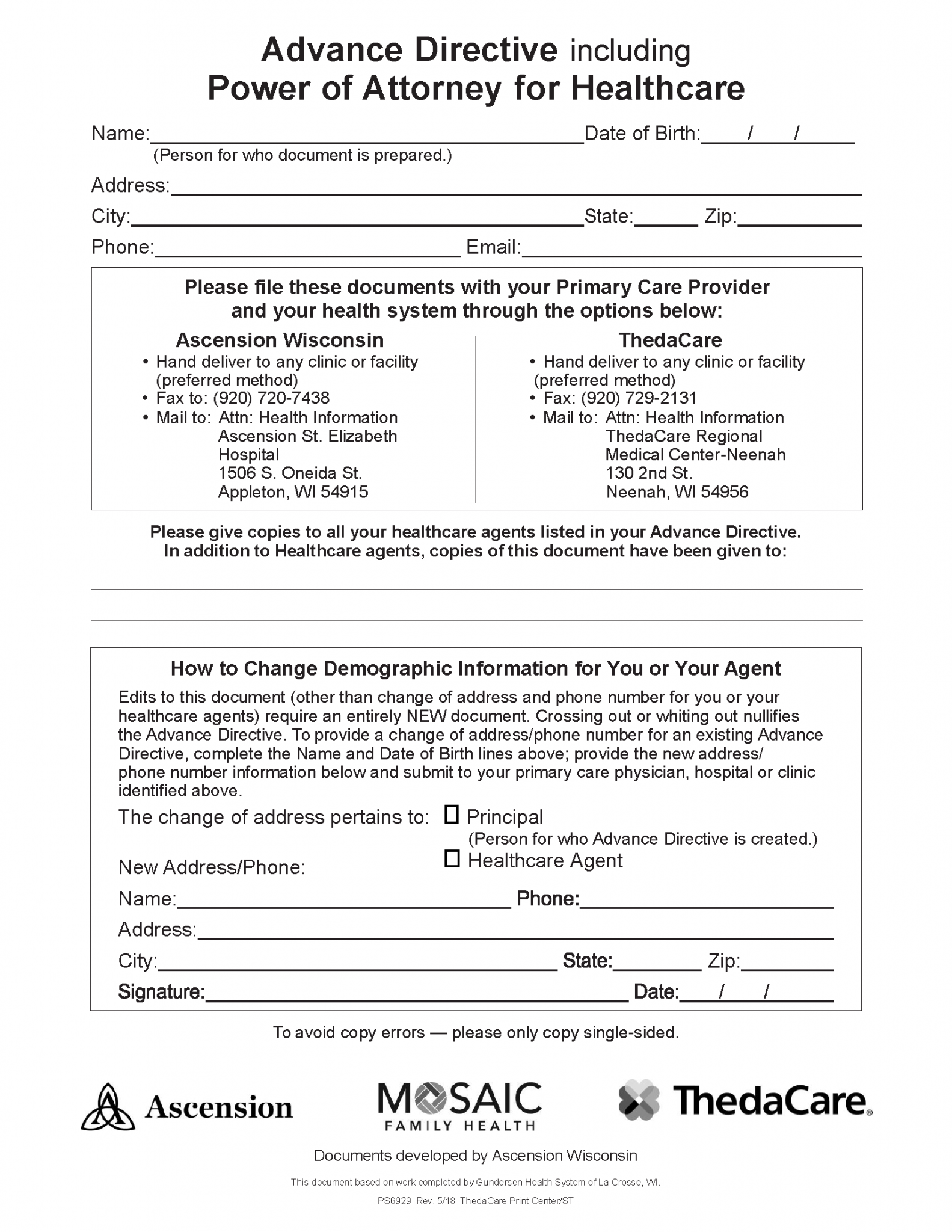 Free Wisconsin Advance Directive Form PDF eForms