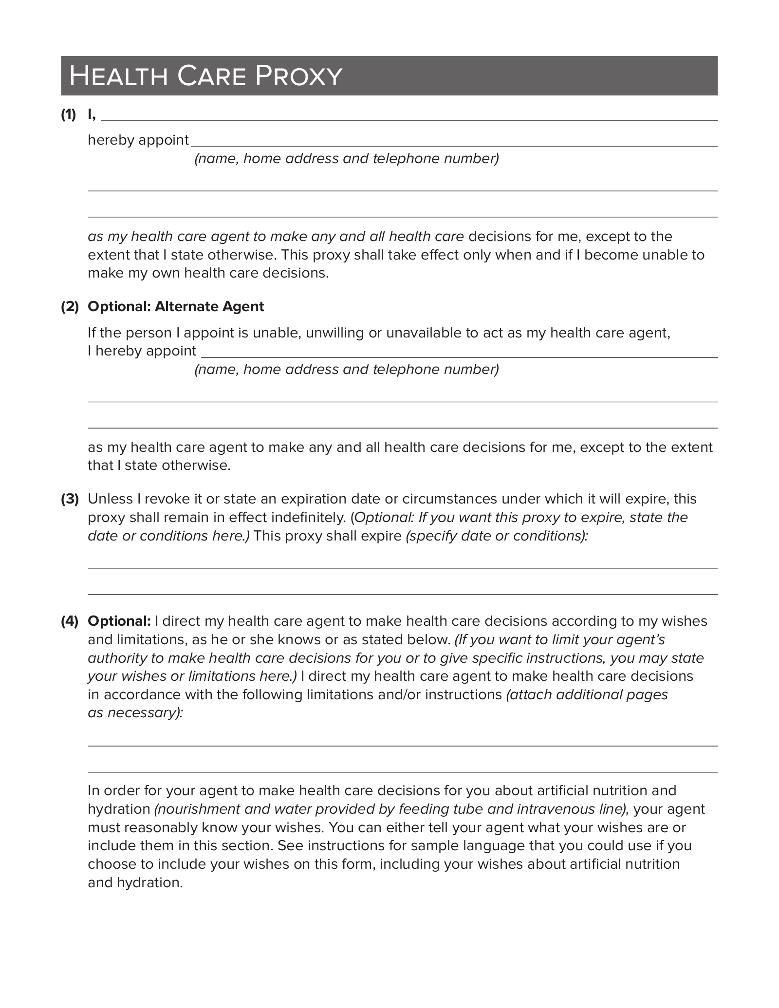 New York Advance Directive Form