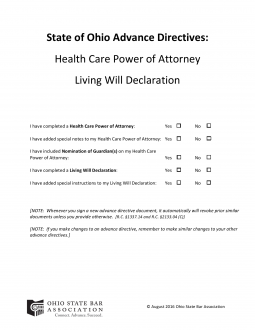 Ohio Advance Directive Form