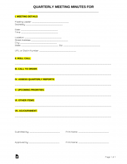 Quarterly Meeting Minutes Template | Sample