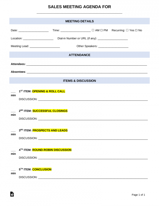 Sales Meeting Agenda Template