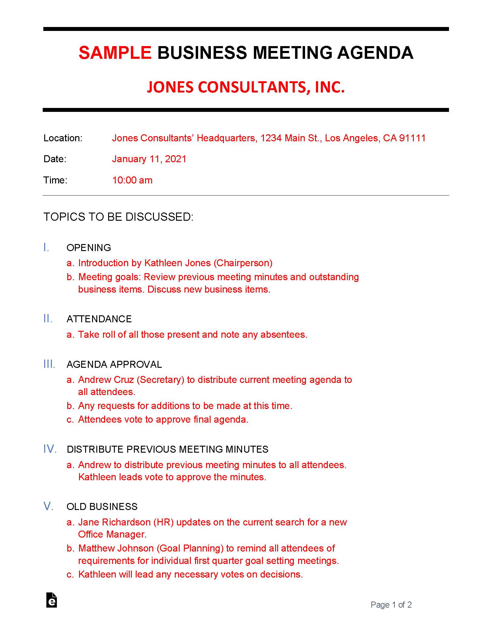 byc agenda template