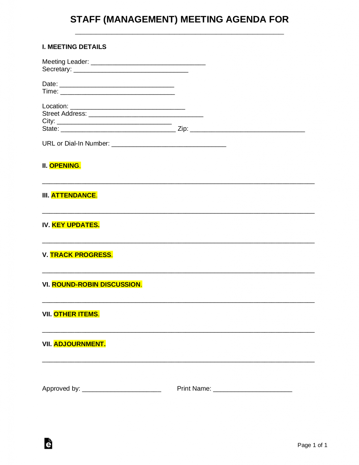 Free Staff Management Meeting Agenda Template Sample PDF Word 