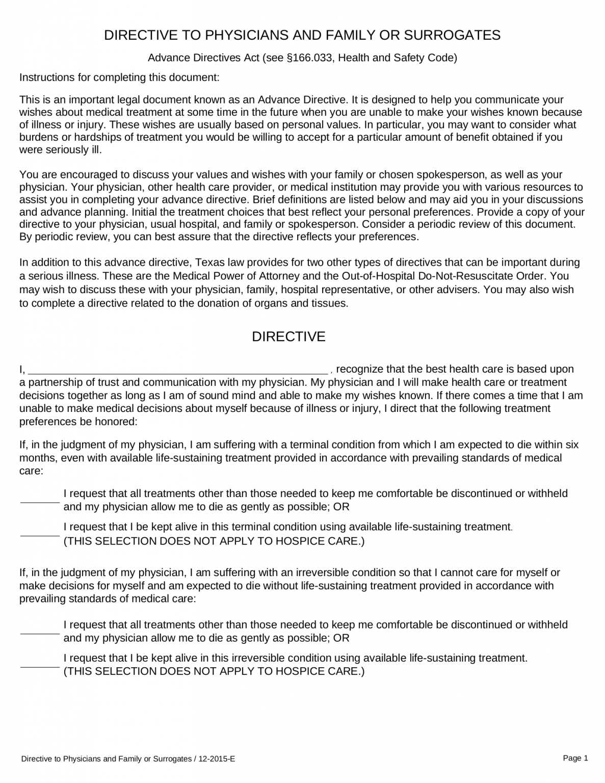 Free texas do not resuscitate dnr order form pdf eforms