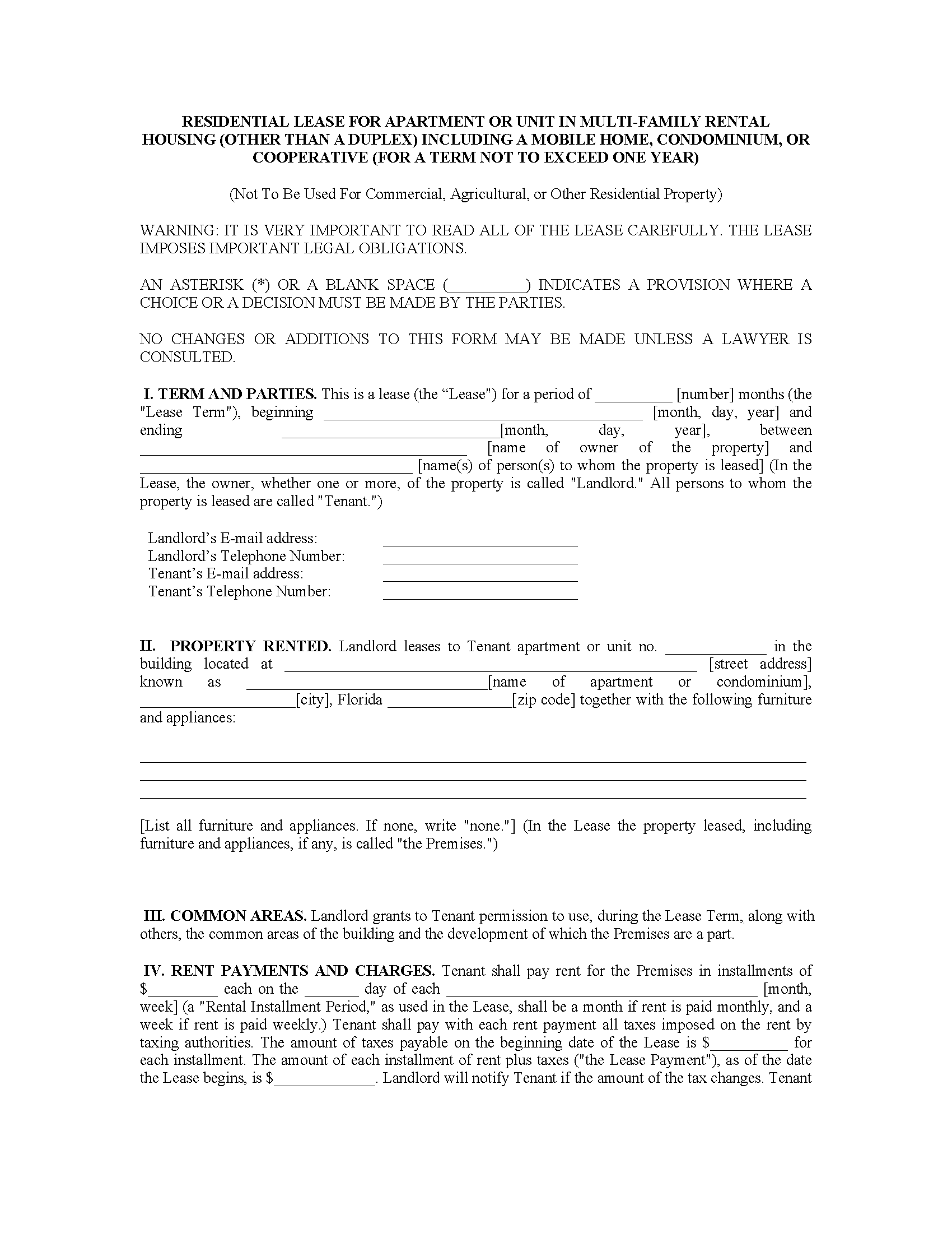 free florida bar residential lease agreement pdf eforms