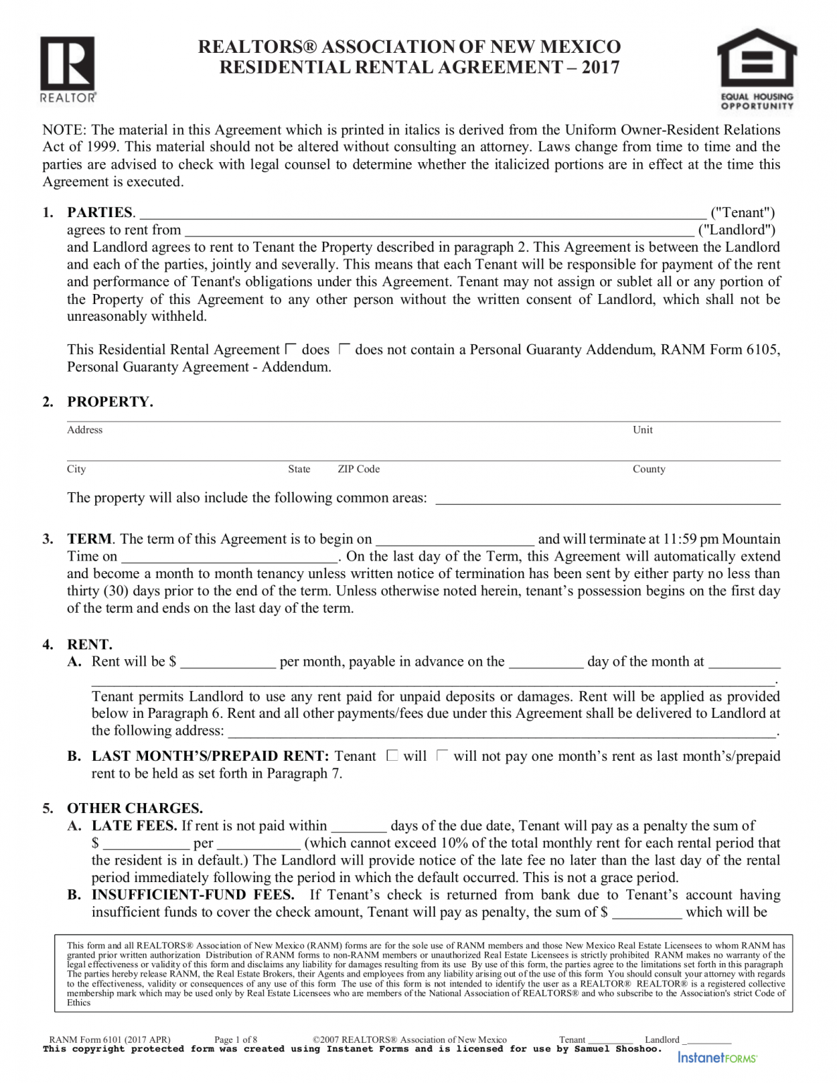 Free New Mexico Lease Agreements Residential & Commercial PDF
