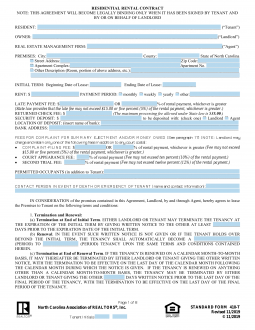 North Carolina Association of Realtors Lease Agreement