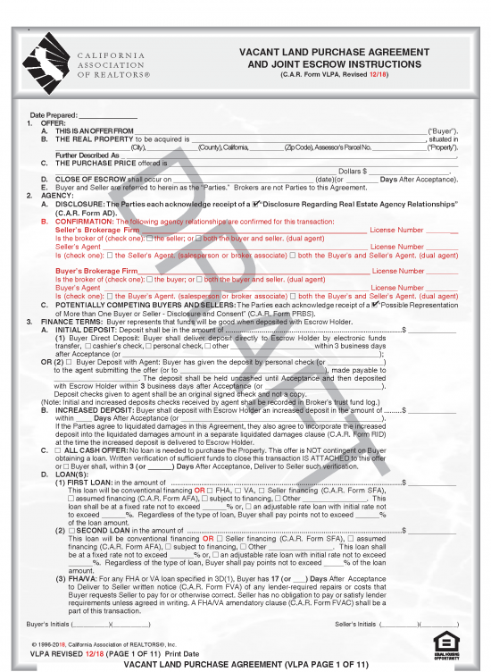 Free California Land Contract Template PDF Word eForms