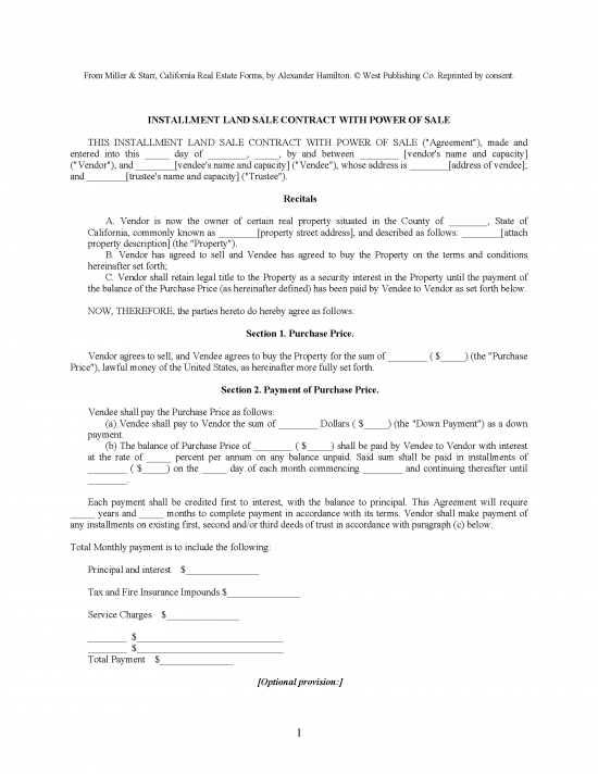 Free California Land Contract Template - Pdf 