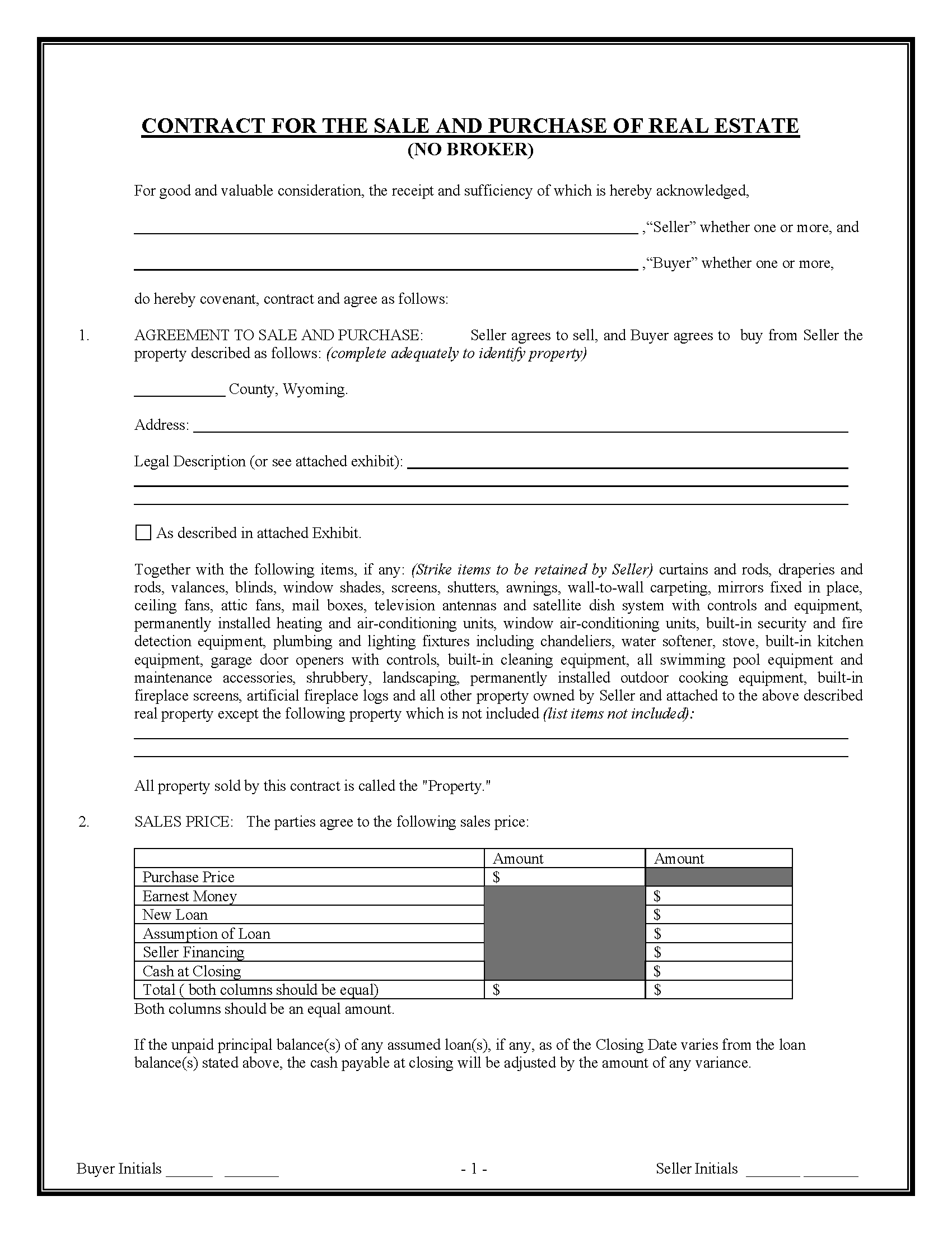 Free Wyoming Land Contract Template - PDF | Word – eForms