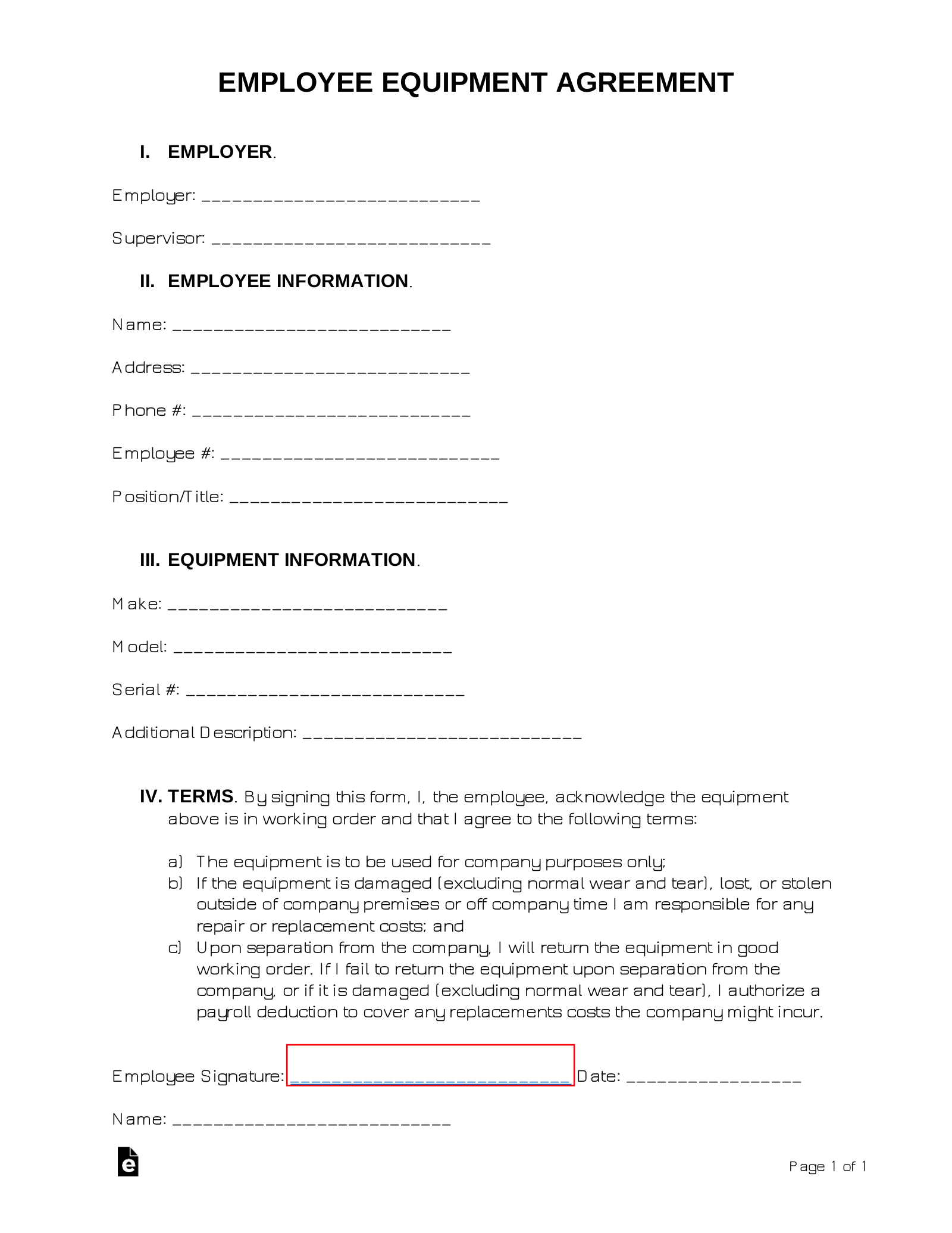 Equipment Loan Agreement Template