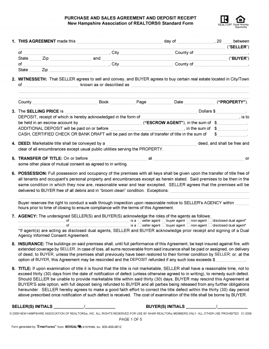 Free New Hampshire Land Contract Template - PDF | Word – eForms