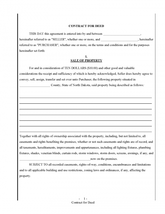 Free North Dakota Land Contract Template - PDF | Word – eForms