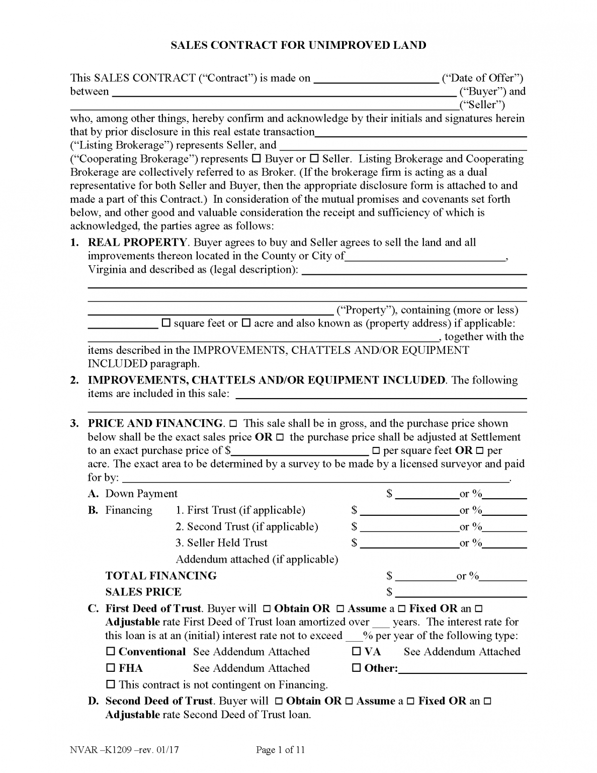 Free Virginia Land Contract Template - PDF | Word – eForms