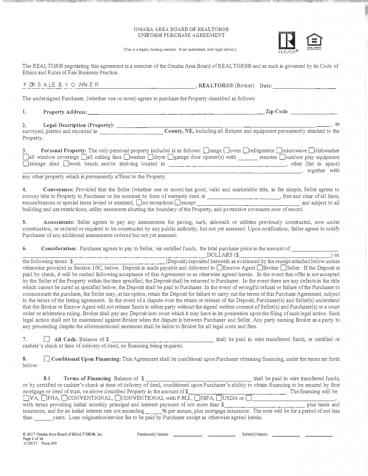 Free Nebraska Land Contract Template - PDF | Word – eForms