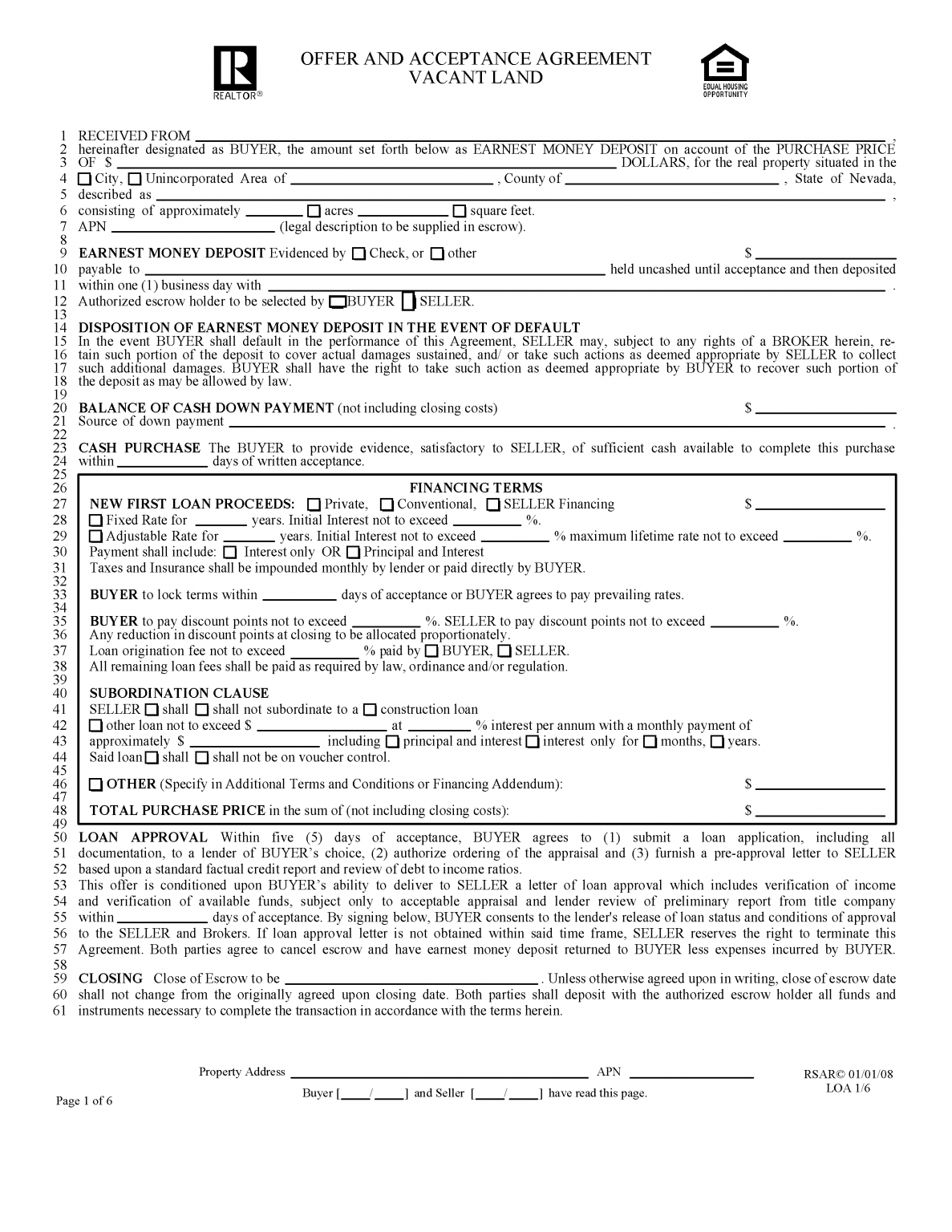 Free Nevada Land Contract Template PDF Word eForms