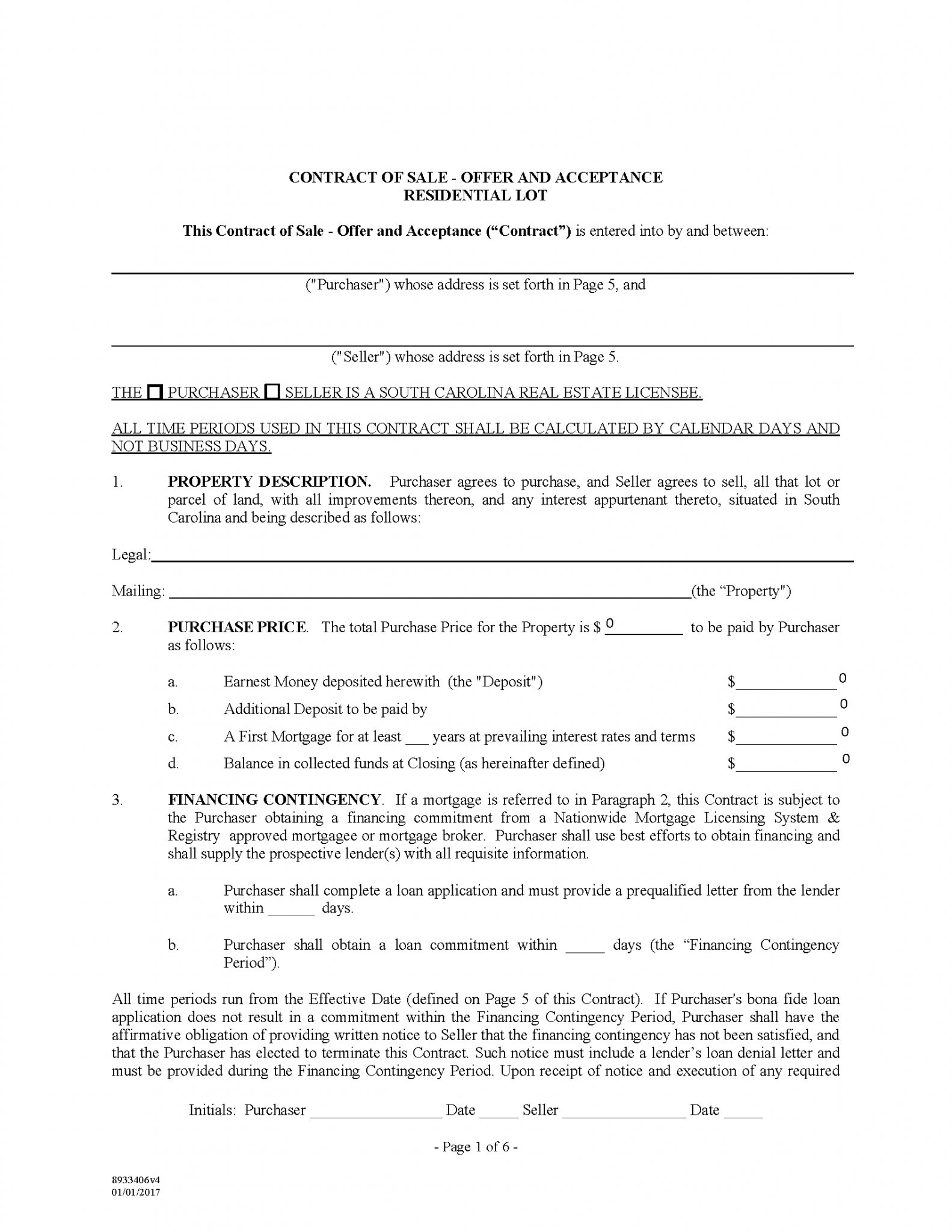 Free South Carolina Land Contract Template - PDF | Word – eForms