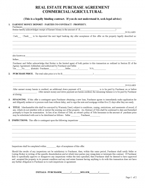 Free South Dakota Land Contract Template PDF Word eForms