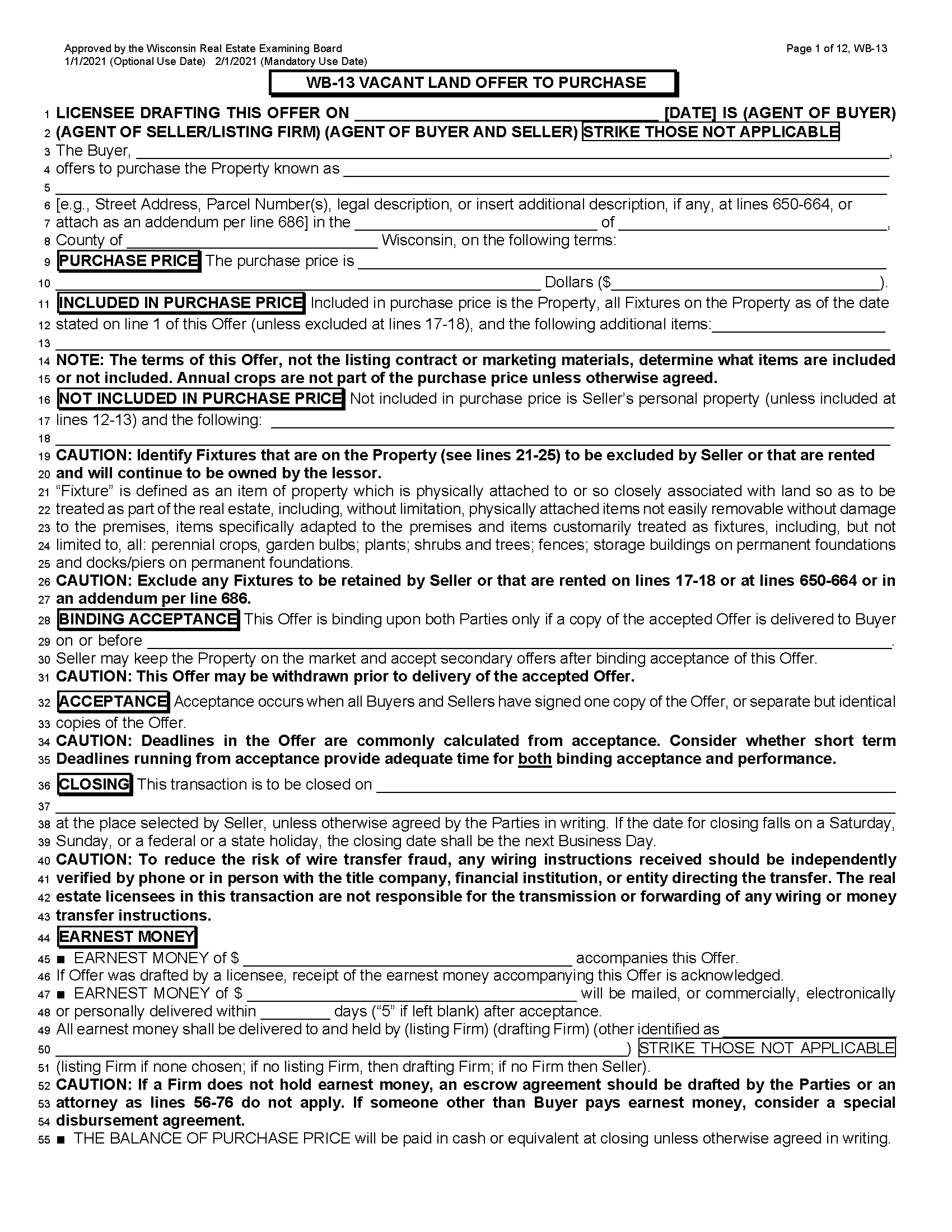 Free Wisconsin Land Contract Template PDF Word eForms