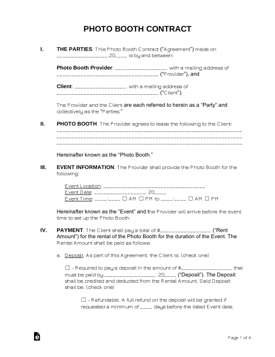 Photo Booth Contract
