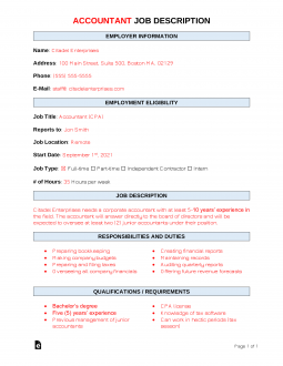Accountant Job Description Template | Sample