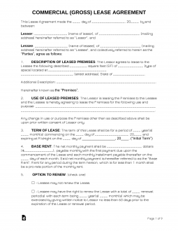 Commercial Gross Lease Agreement Template