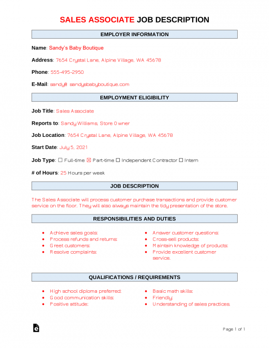 Sales Associate Job Description Template | Sample