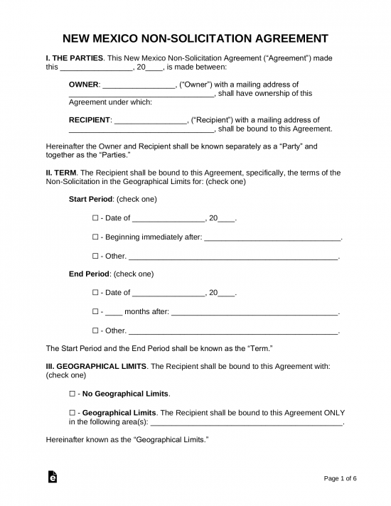New Mexico Non-Solicitation Agreement