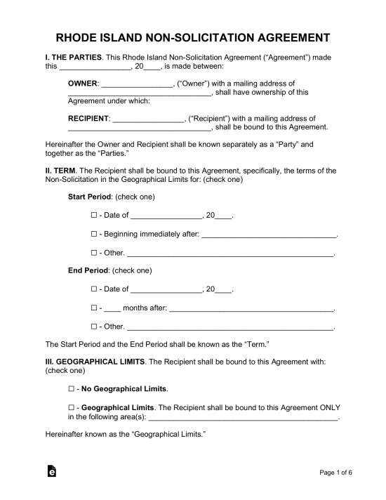Rhode Island Non-Solicitation Agreement