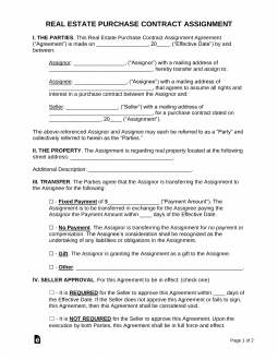 real estate assignment contract pdf