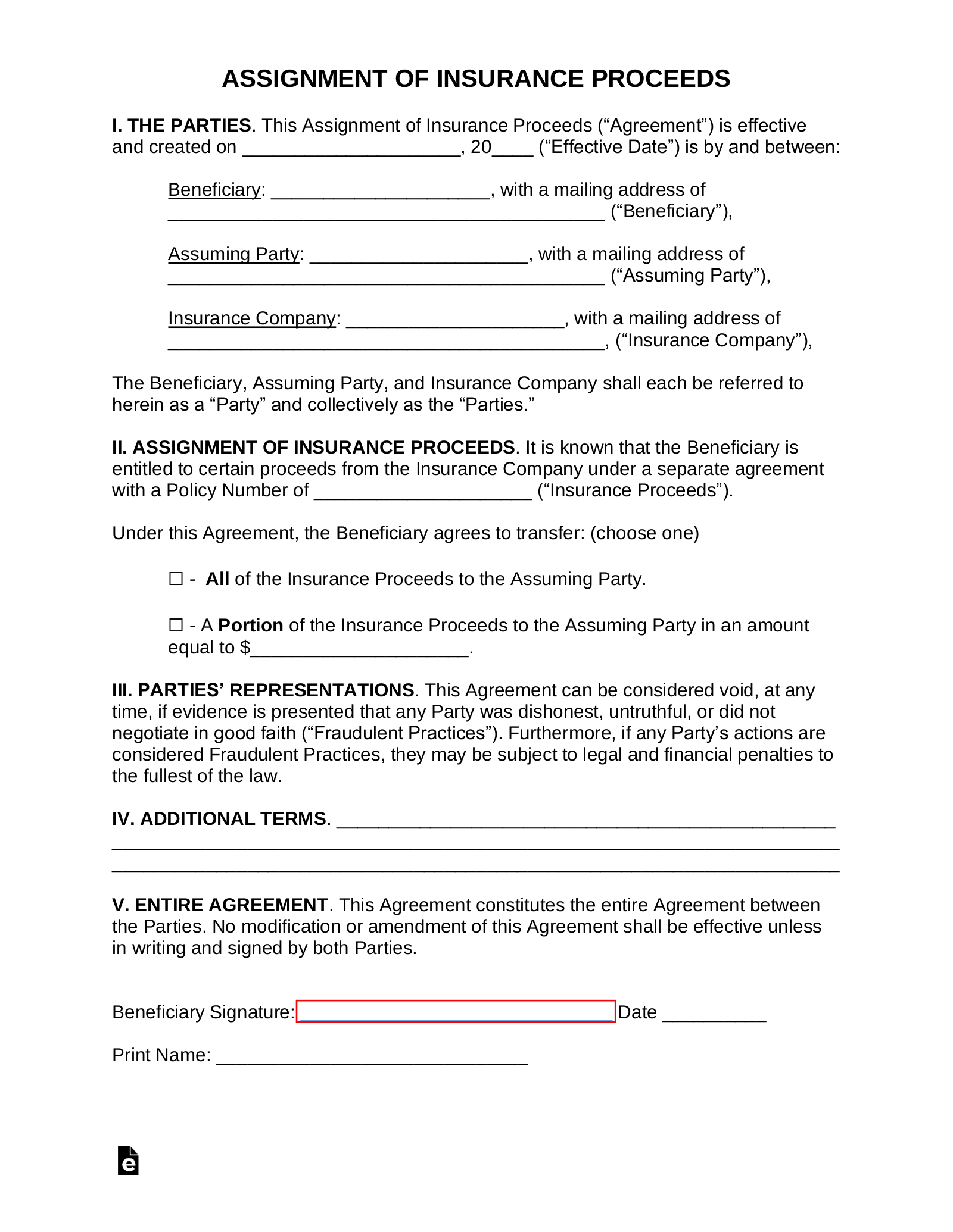 Insurance Assignment Agreement