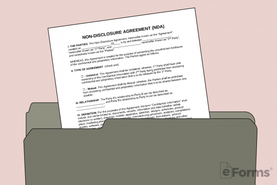 non disclosure agreement (NDA) in green manila folder