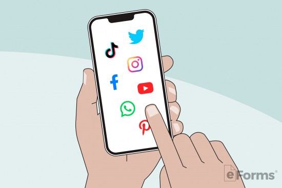 phone showing social media logos