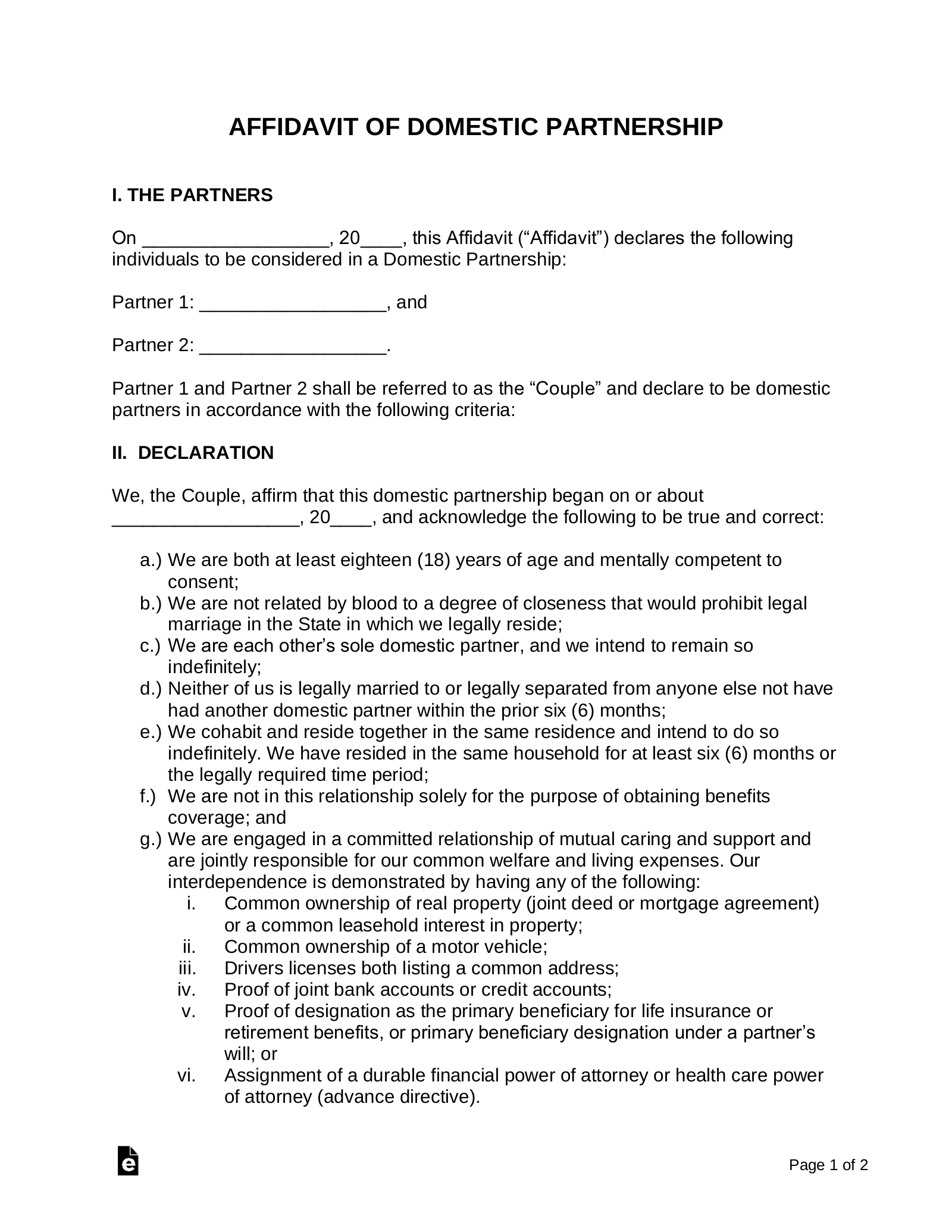 how does california define domestic partner