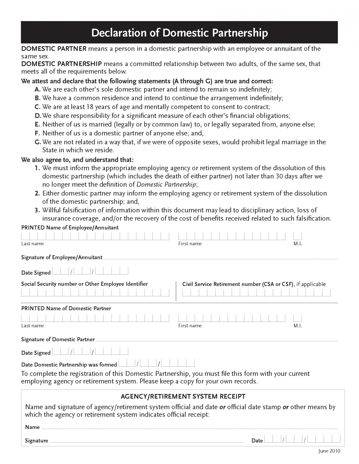 Free Domestic Partner Affidavit - PDF | Word – EForms