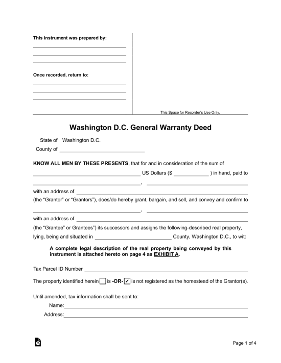 Washington D.C. Deed Forms