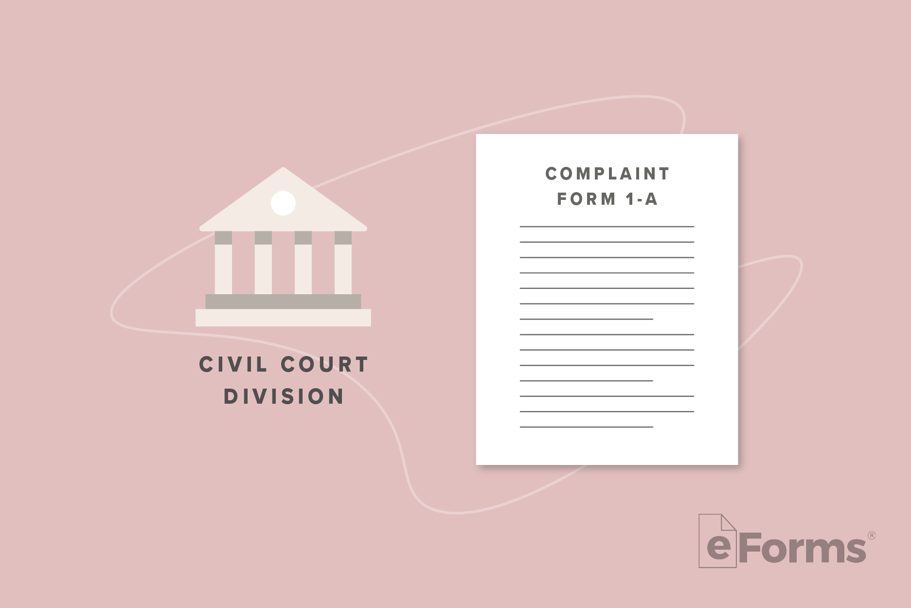 Icon of Court Building next to a Complaint Form document. 