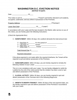 Washington D.C. Eviction Notice Forms (9)