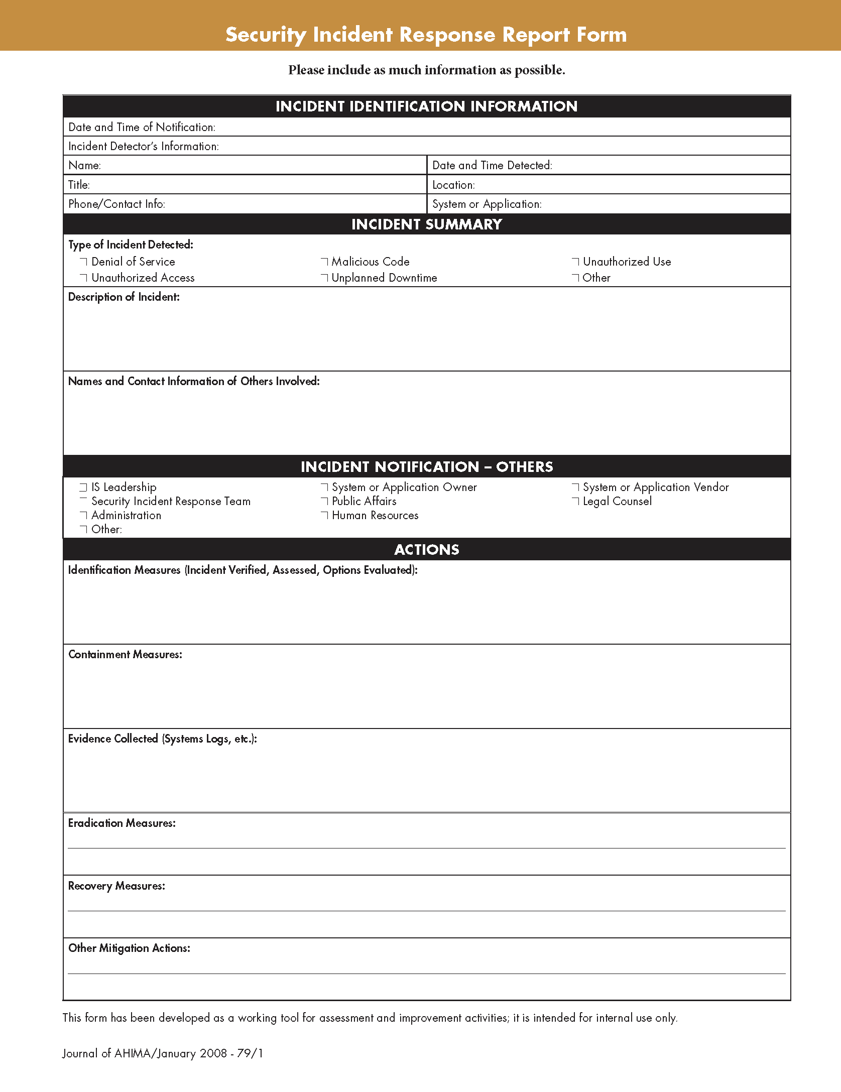 Free Cybersecurity (IT) Incident Report Template - PDF | Word – EForms