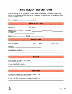 Fire Incident Report Form
