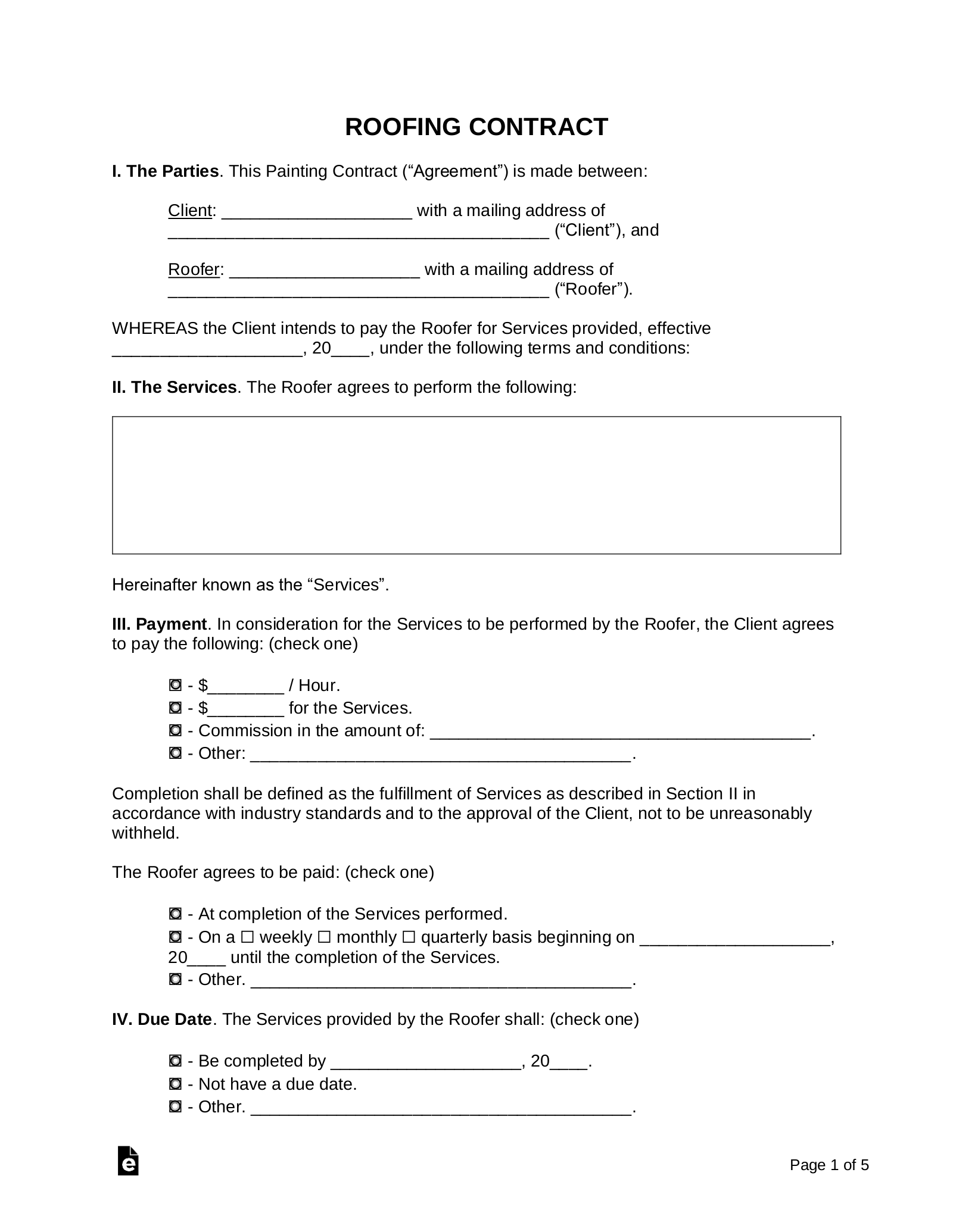 Roofing Contract Template