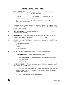 divorce agreement template uk