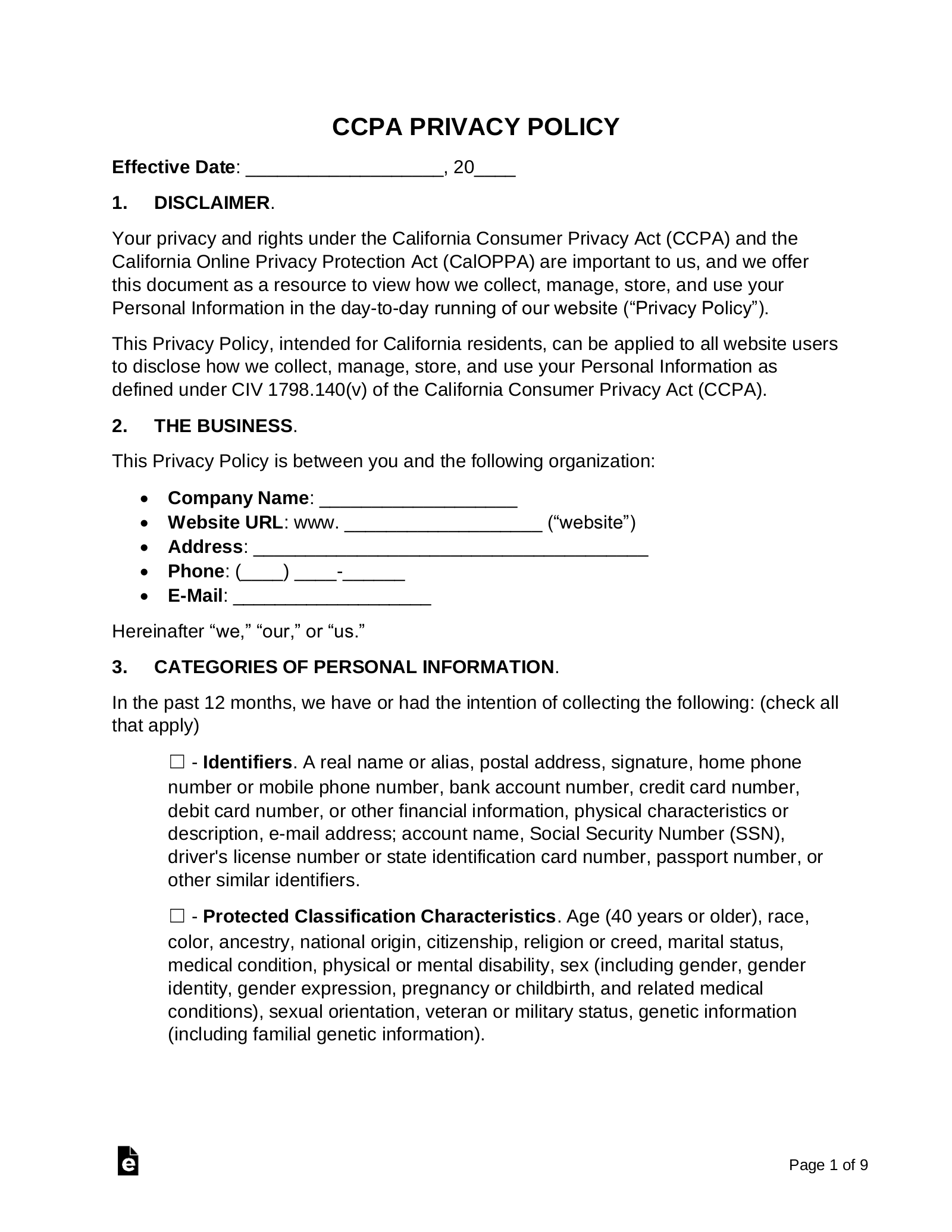 Privacy Agreement Template