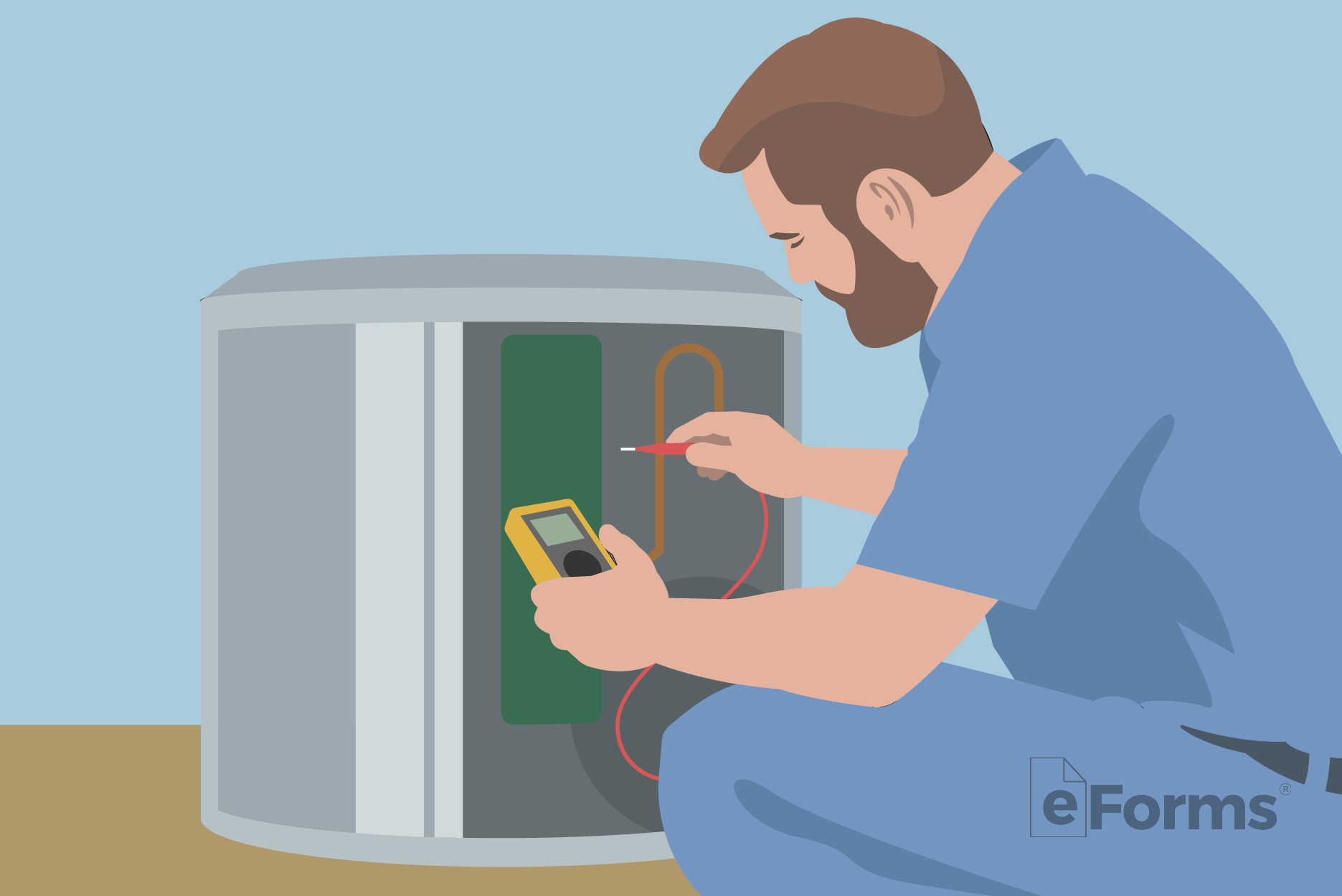 Serviceperson working on AC unit.